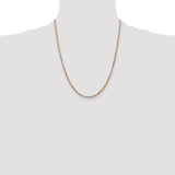 14k Tri-color 2.75mm Diamond-cut Rope Chain