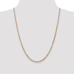 14k Tri-color 2.75mm Diamond-cut Rope Chain
