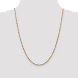 14k Tri-color 2.75mm Diamond-cut Rope Chain