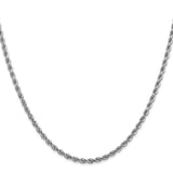 14k White Gold 2.75mm Diamond-cut Rope Chain