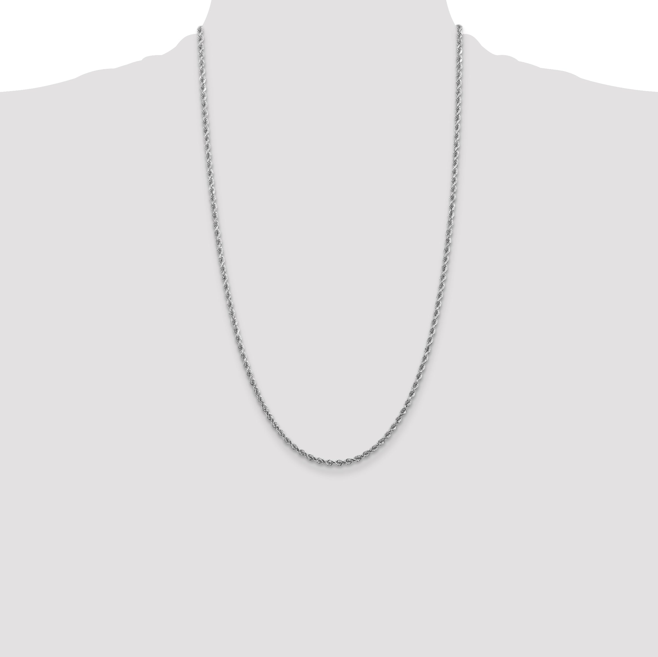 14k White Gold 2.75mm Diamond-cut Rope Chain