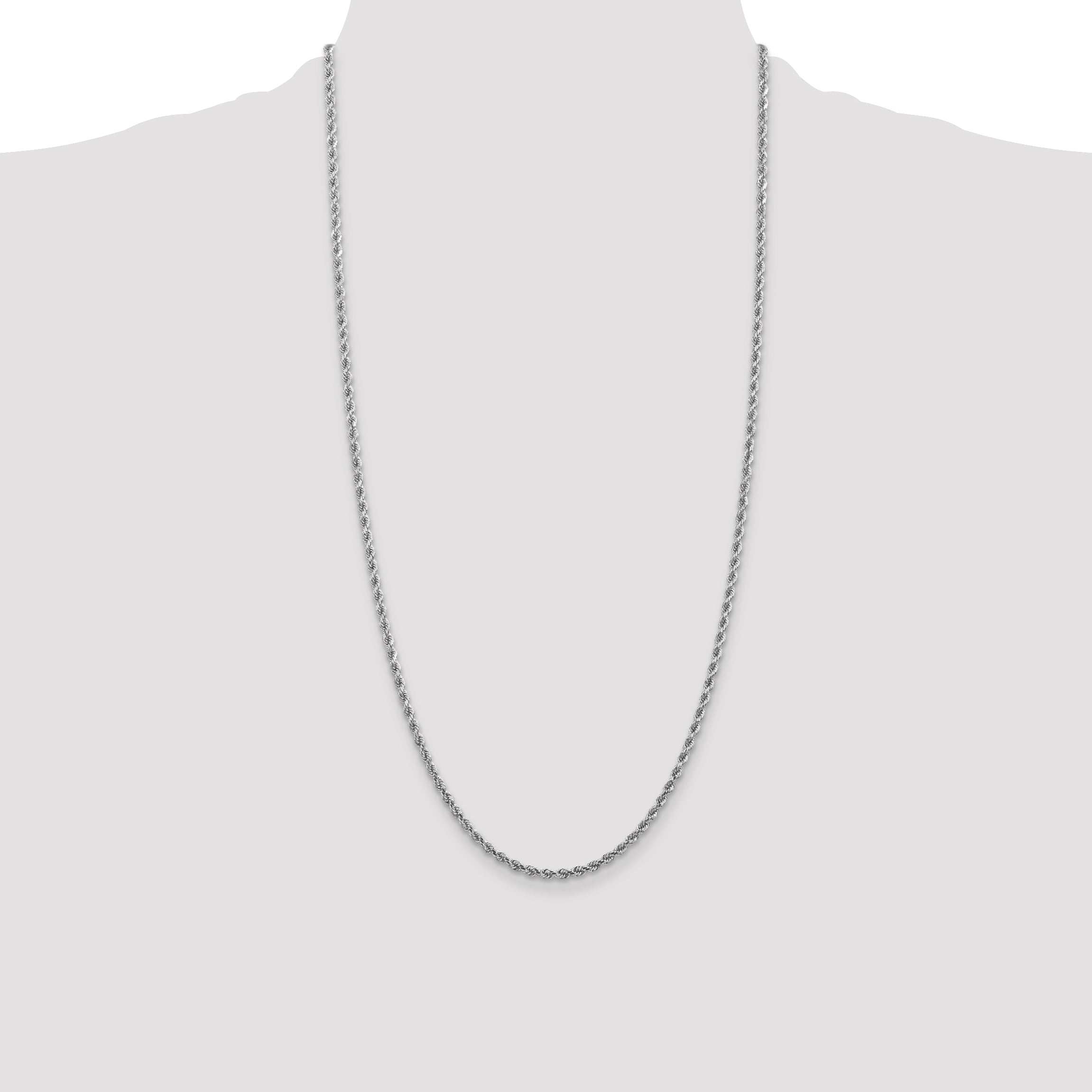 14k White Gold 2.75mm Diamond-cut Rope Chain