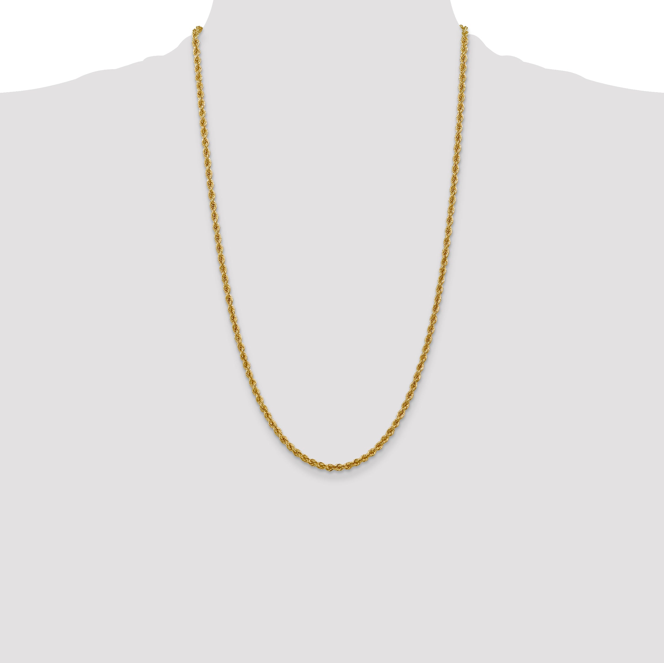 14k 3.0mm Solid Rope Chain