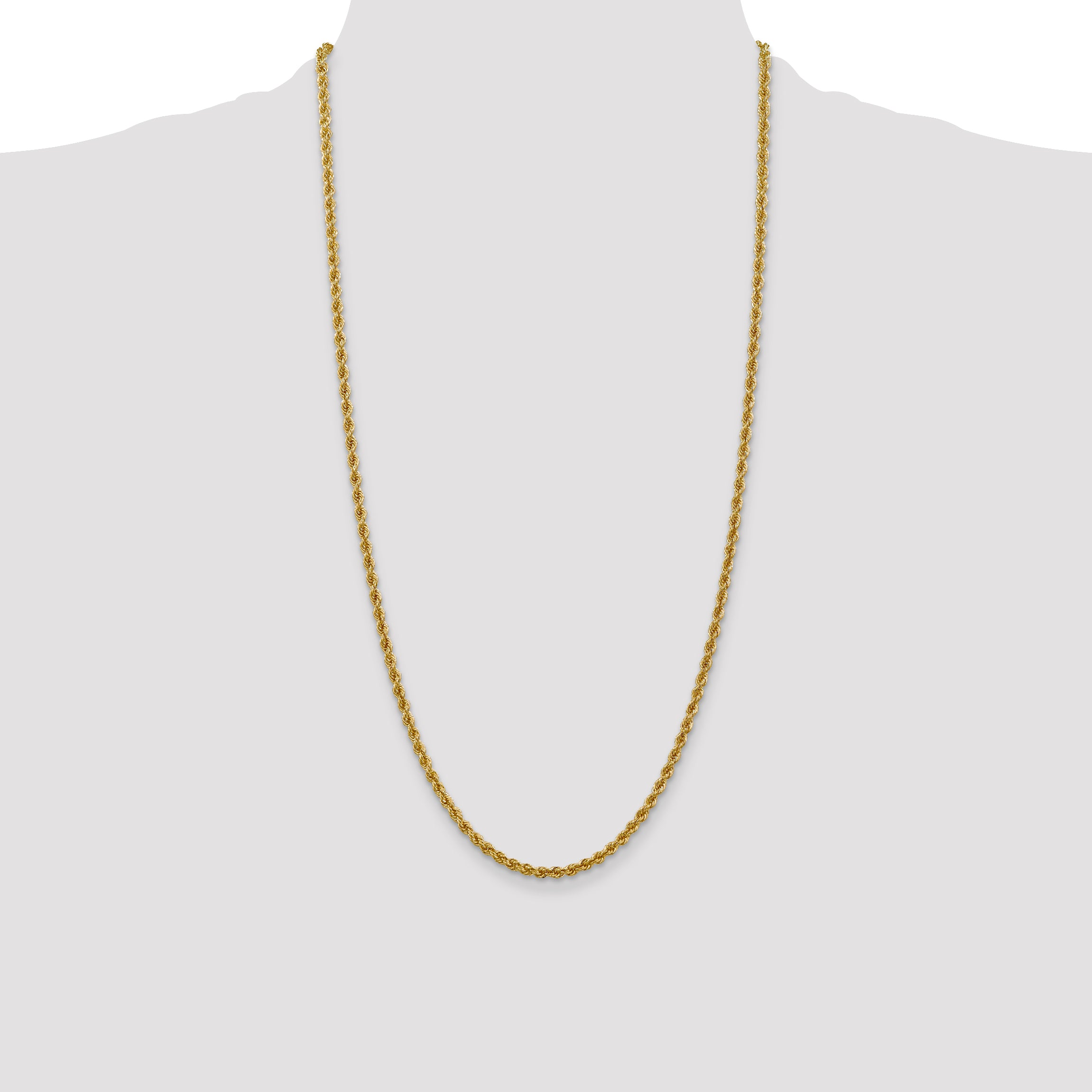 14k 3.0mm Solid Rope Chain