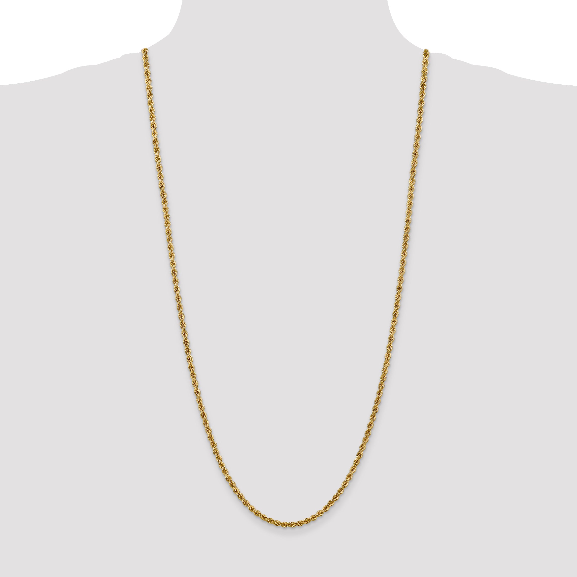 14k 3.0mm Solid Rope Chain