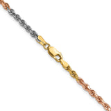 14k Tri-color 3.0mm Diamond-cut Rope Chain