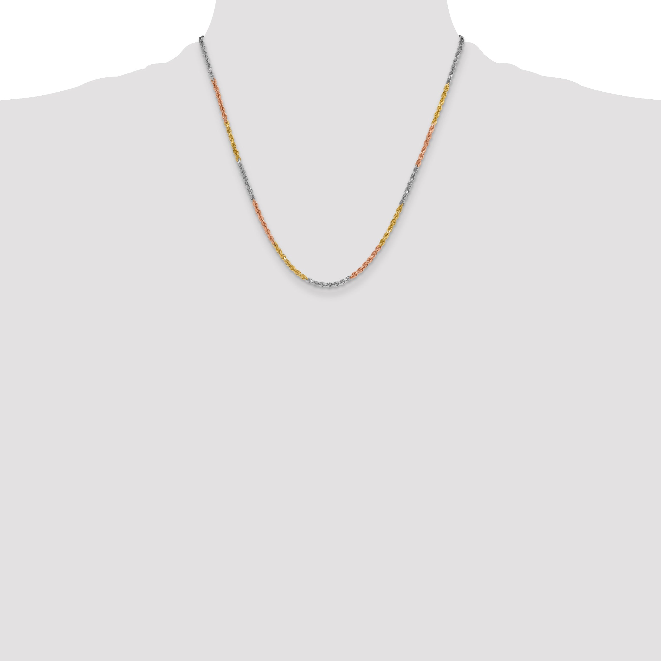 14k Tri-color 3.0mm Diamond-cut Rope Chain