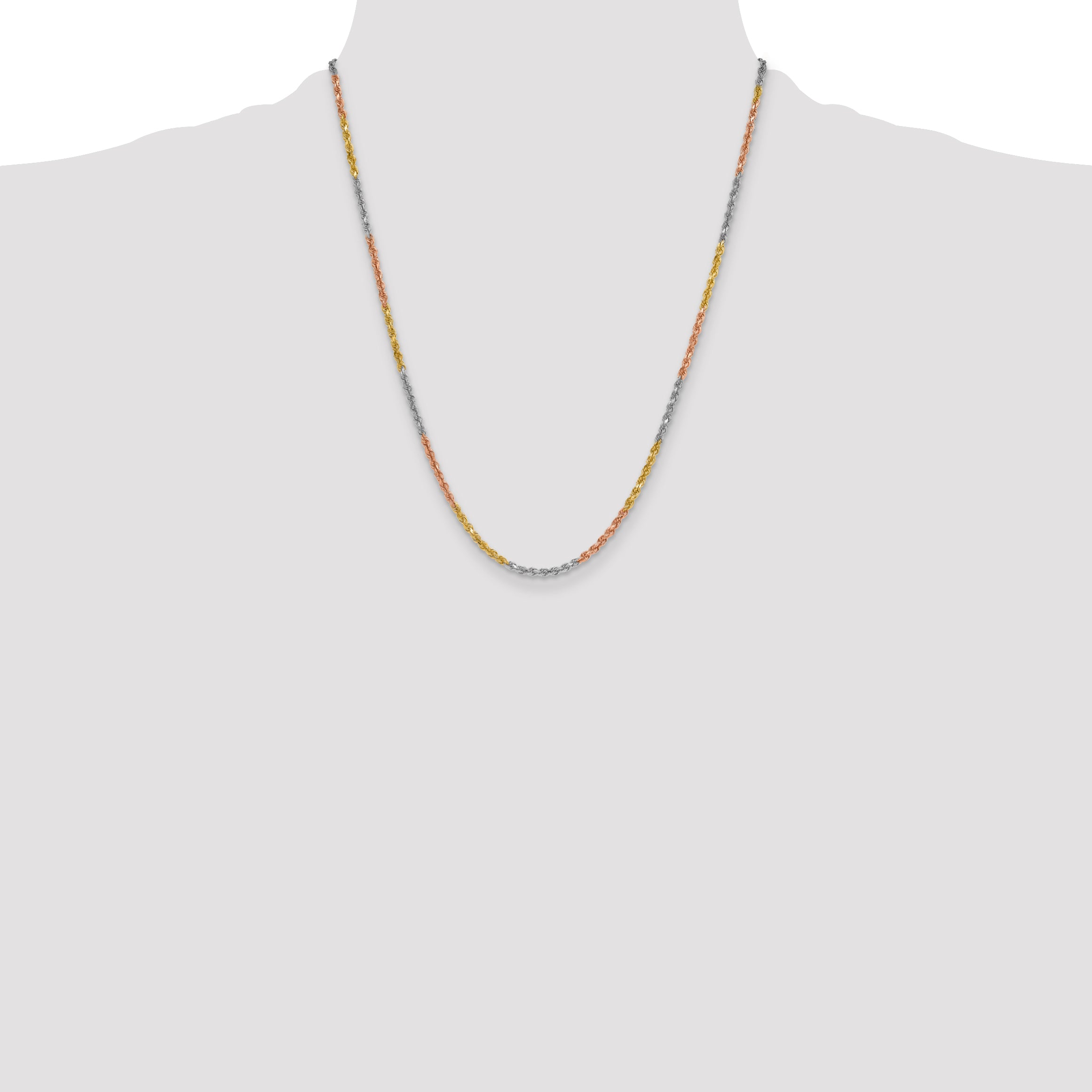 14k Tri-color 3.0mm Diamond-cut Rope Chain
