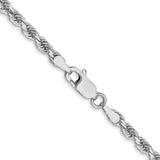 14k White Gold 3.0mm Diamond-cut Rope Chain