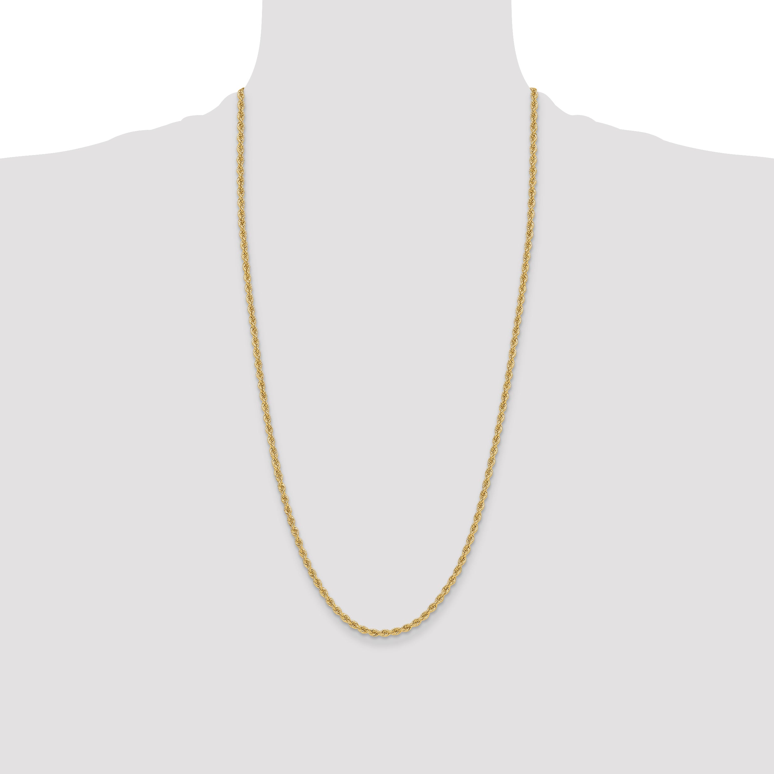 14k 3.3mm Solid Rope Chain