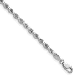14k White Gold 3.25mm Diamond-cut Rope Chain