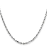 14k White Gold 3.25mm Diamond-cut Rope Chain