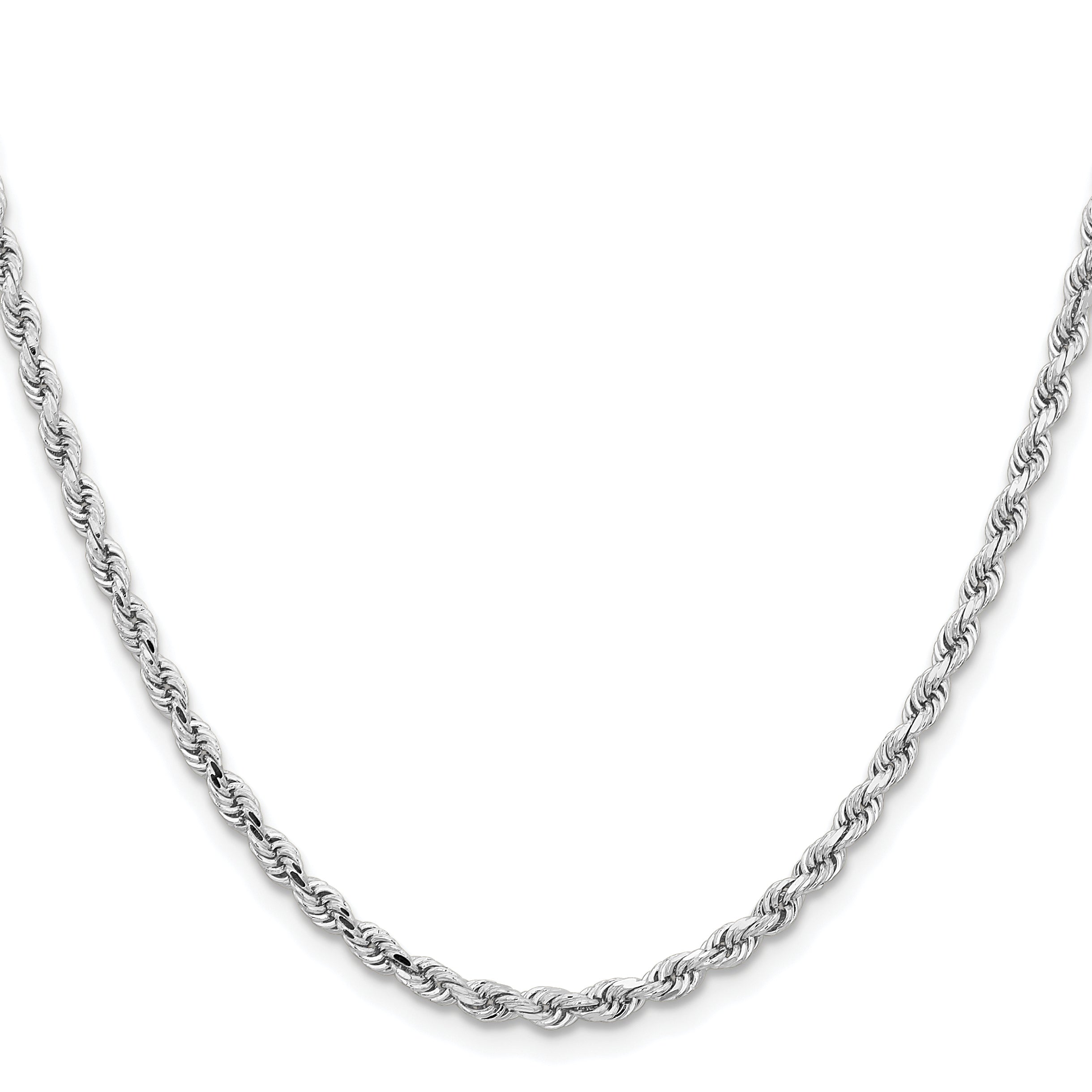 14k White Gold 3.25mm Diamond-cut Rope Chain