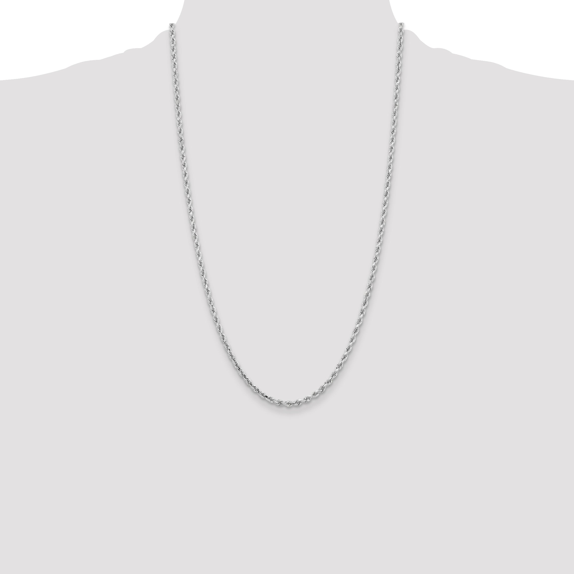 14k White Gold 3.25mm Diamond-cut Rope Chain