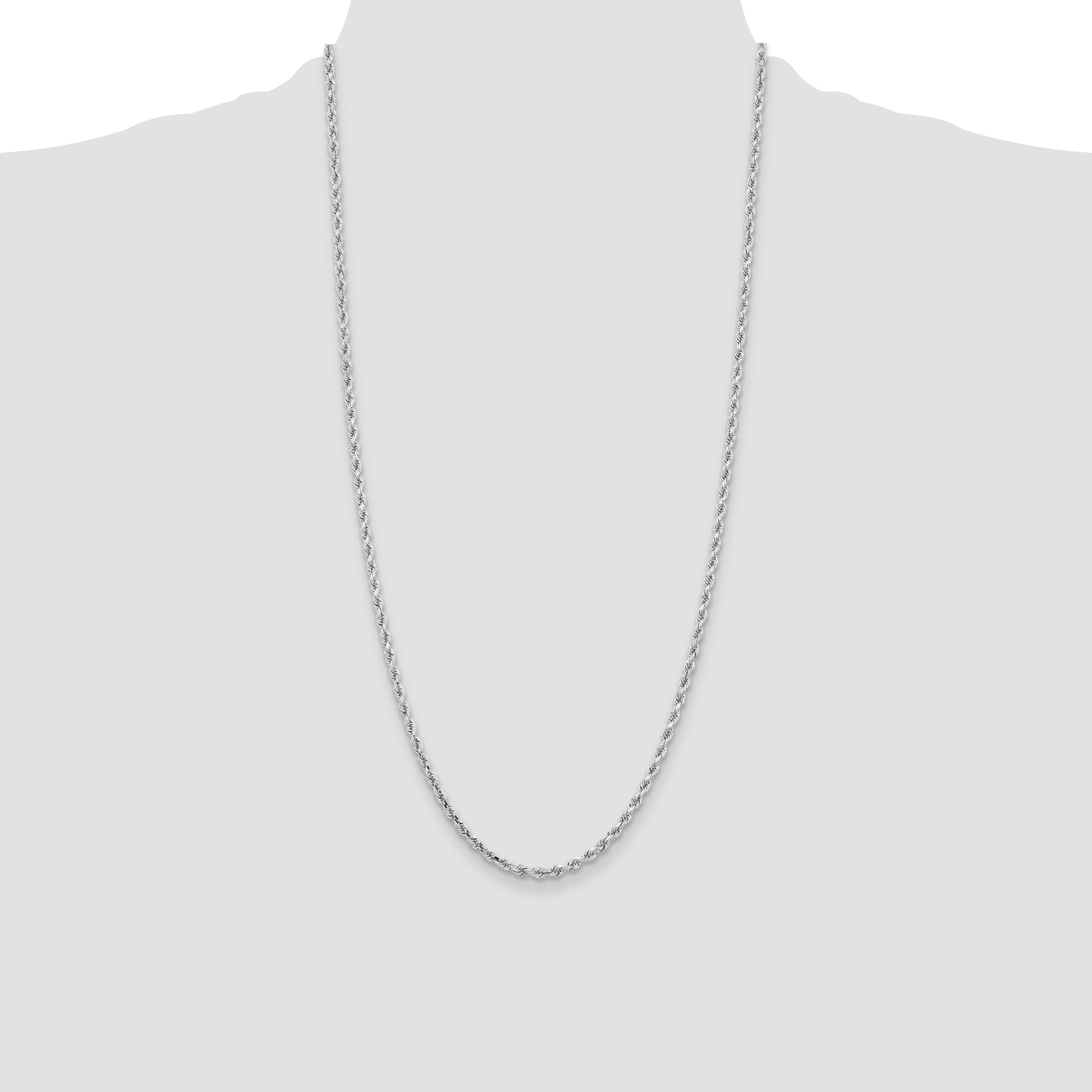 14k White Gold 3.25mm Diamond-cut Rope Chain