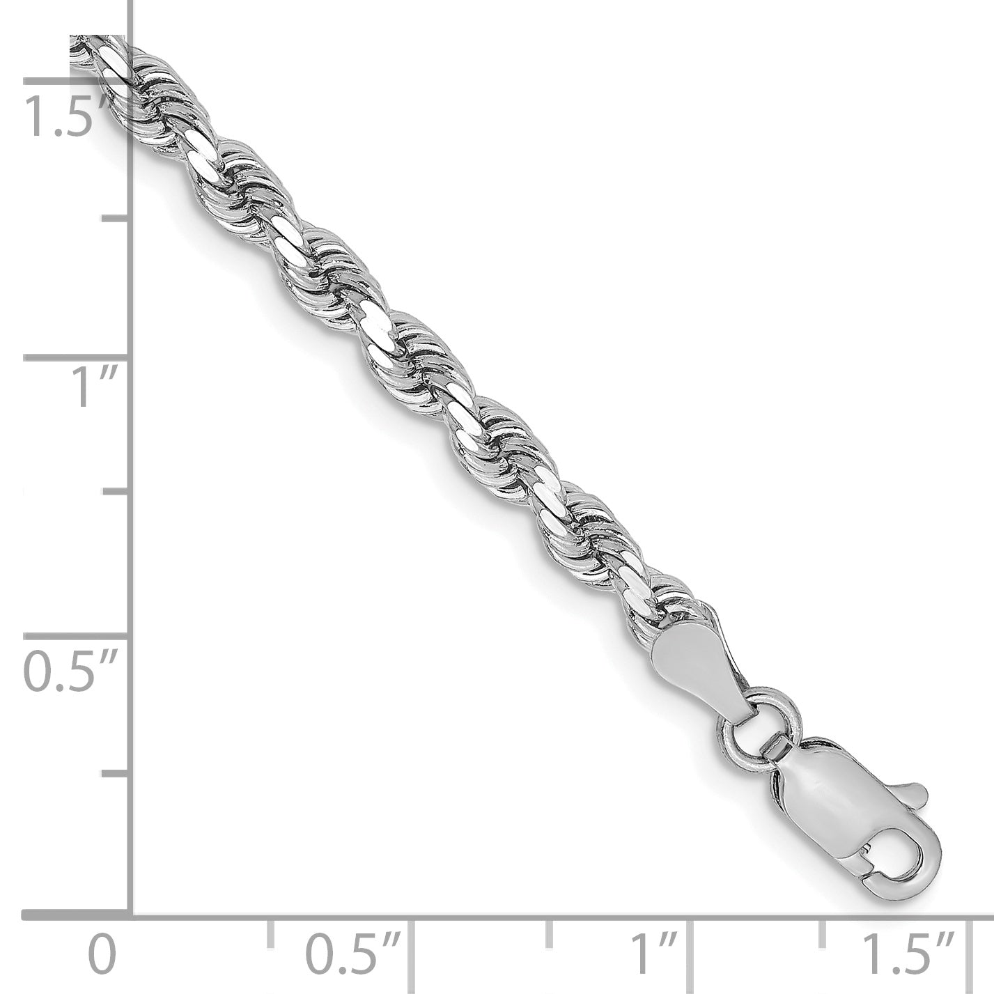 14k White Gold 3.25mm Diamond-cut Rope Chain