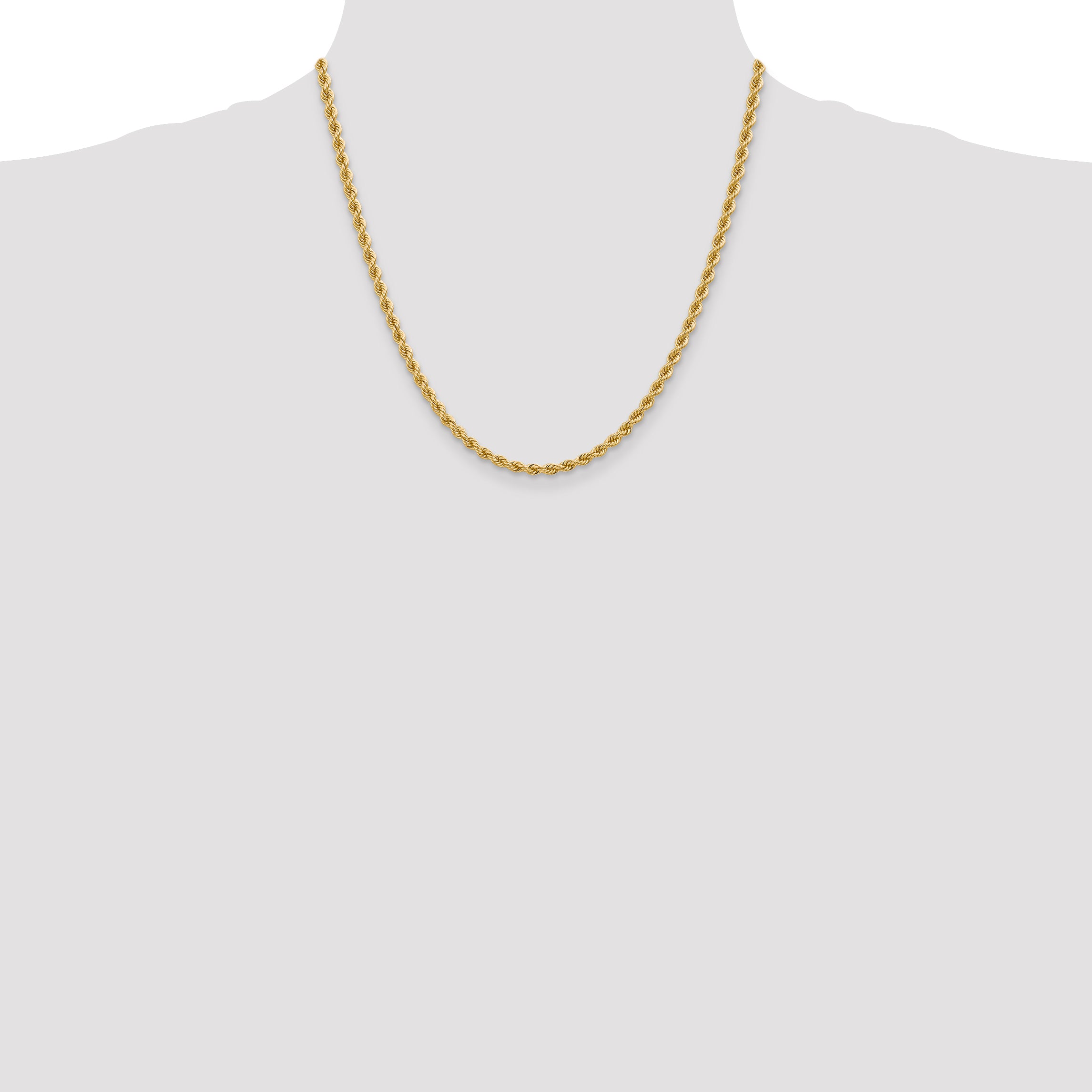 14k 3.65mm Solid Rope Chain