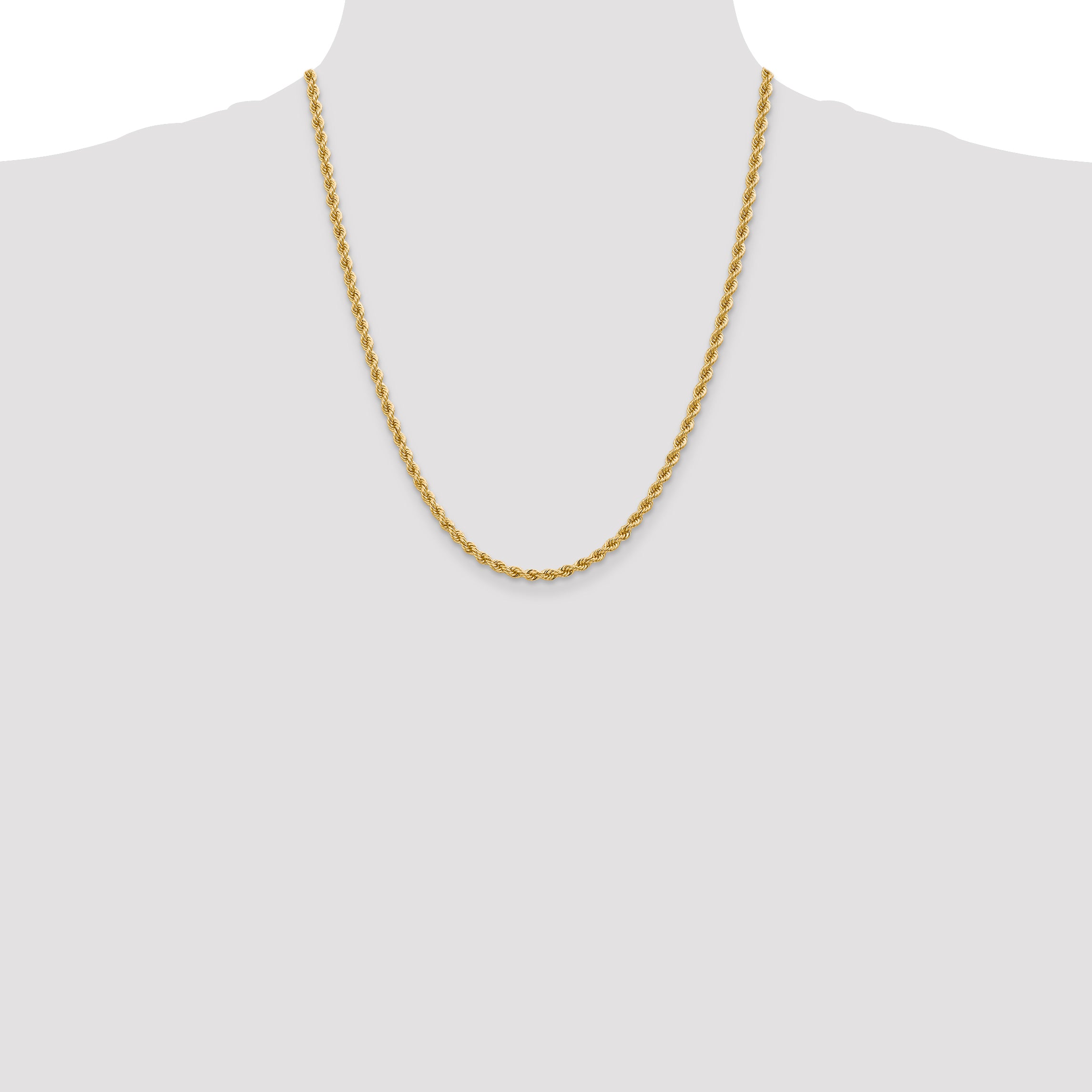 14k 3.65mm Solid Rope Chain