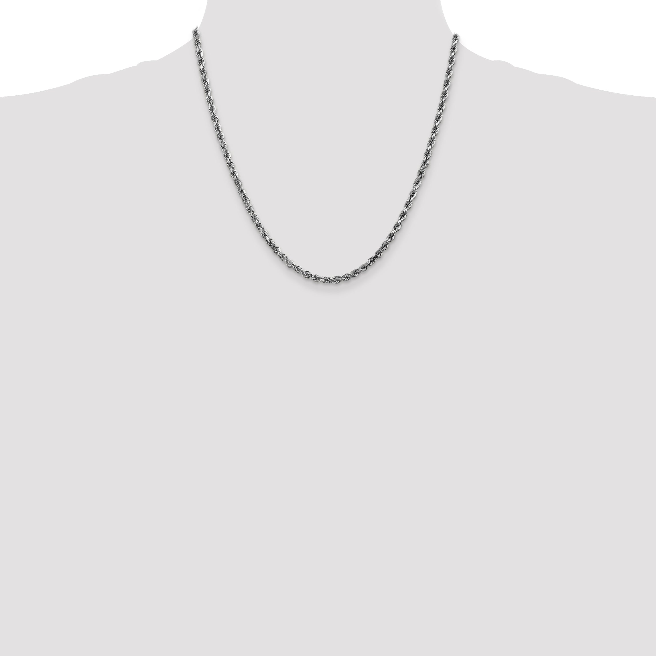 14k White Gold 3.5mm Diamond-cut Rope Chain
