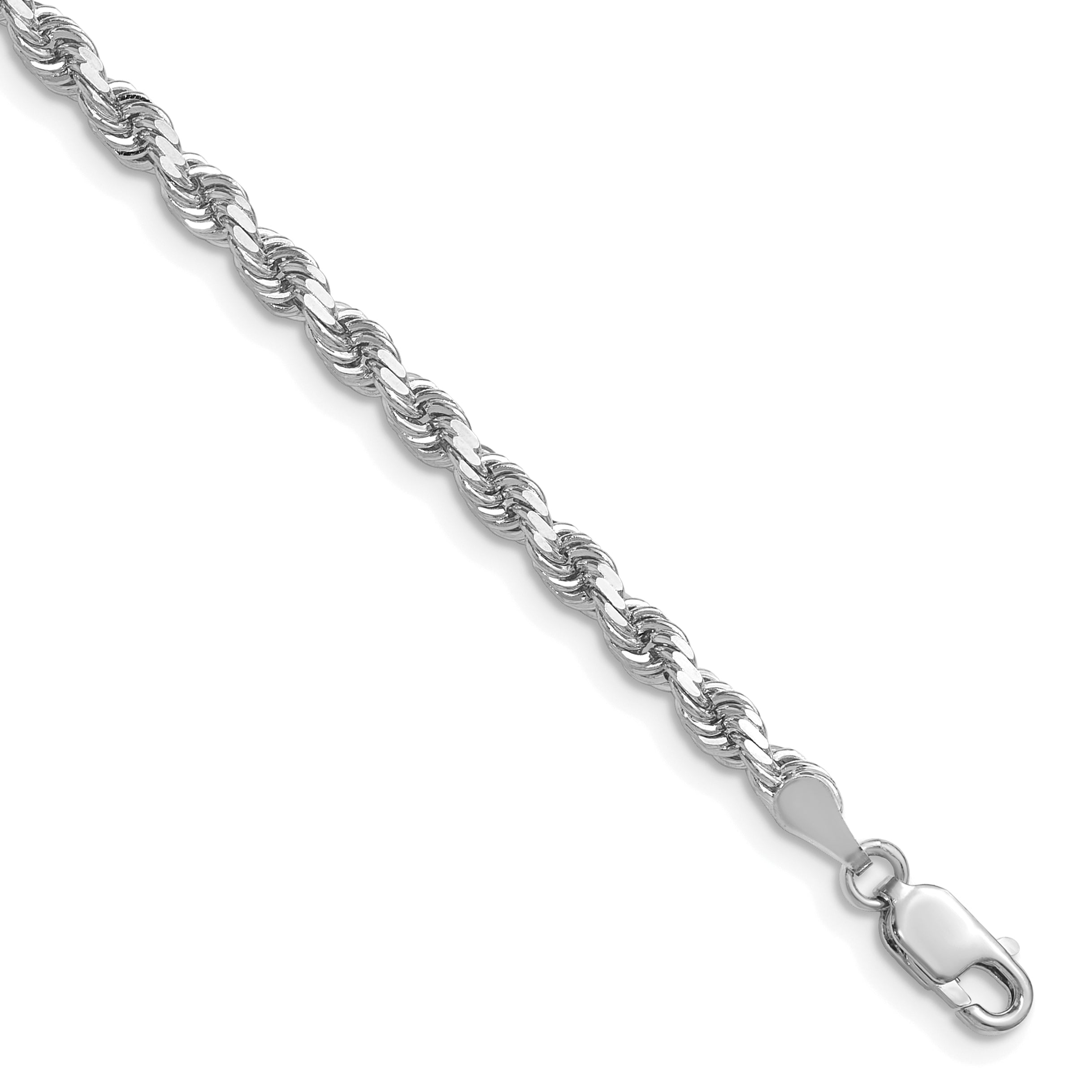 14k White Gold 3.5mm Diamond-cut Rope Chain