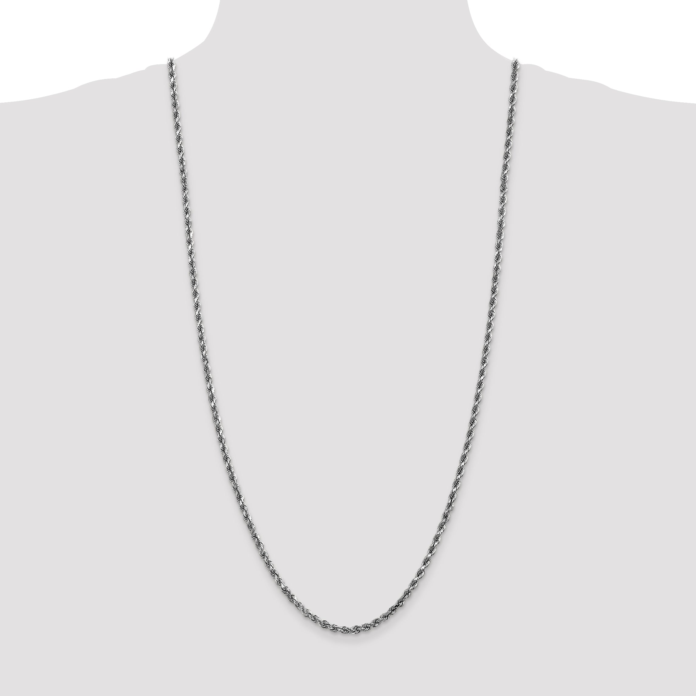 14k White Gold 3.5mm Diamond-cut Rope Chain