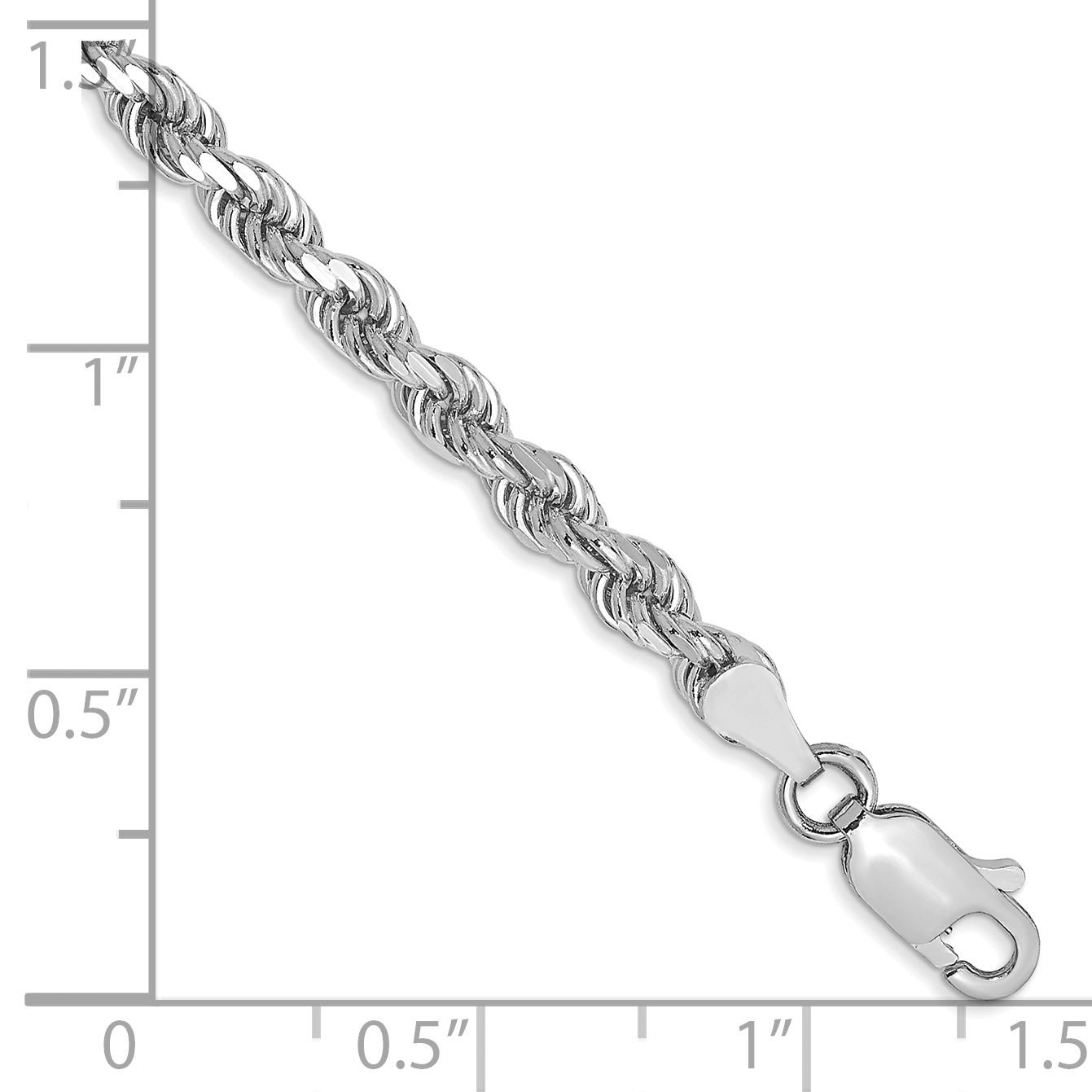 14k White Gold 3.5mm Diamond-cut Rope Chain