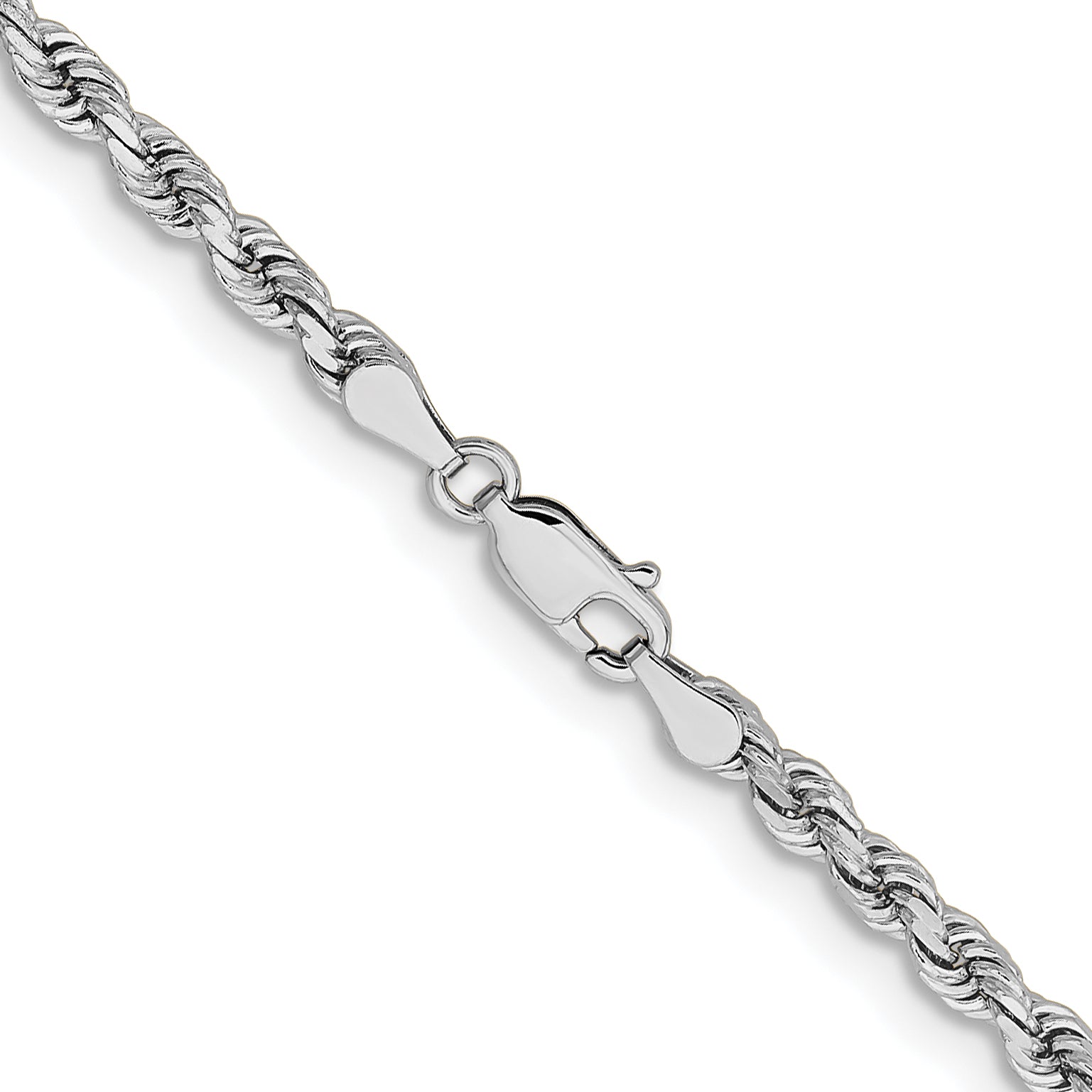 14k White Gold 3.75mm Diamond-cut Rope Chain
