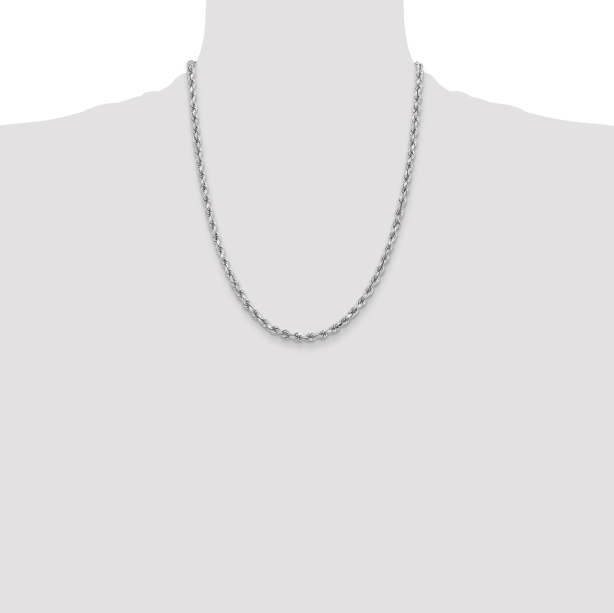 14k White Gold 3.75mm Diamond-cut Rope Chain