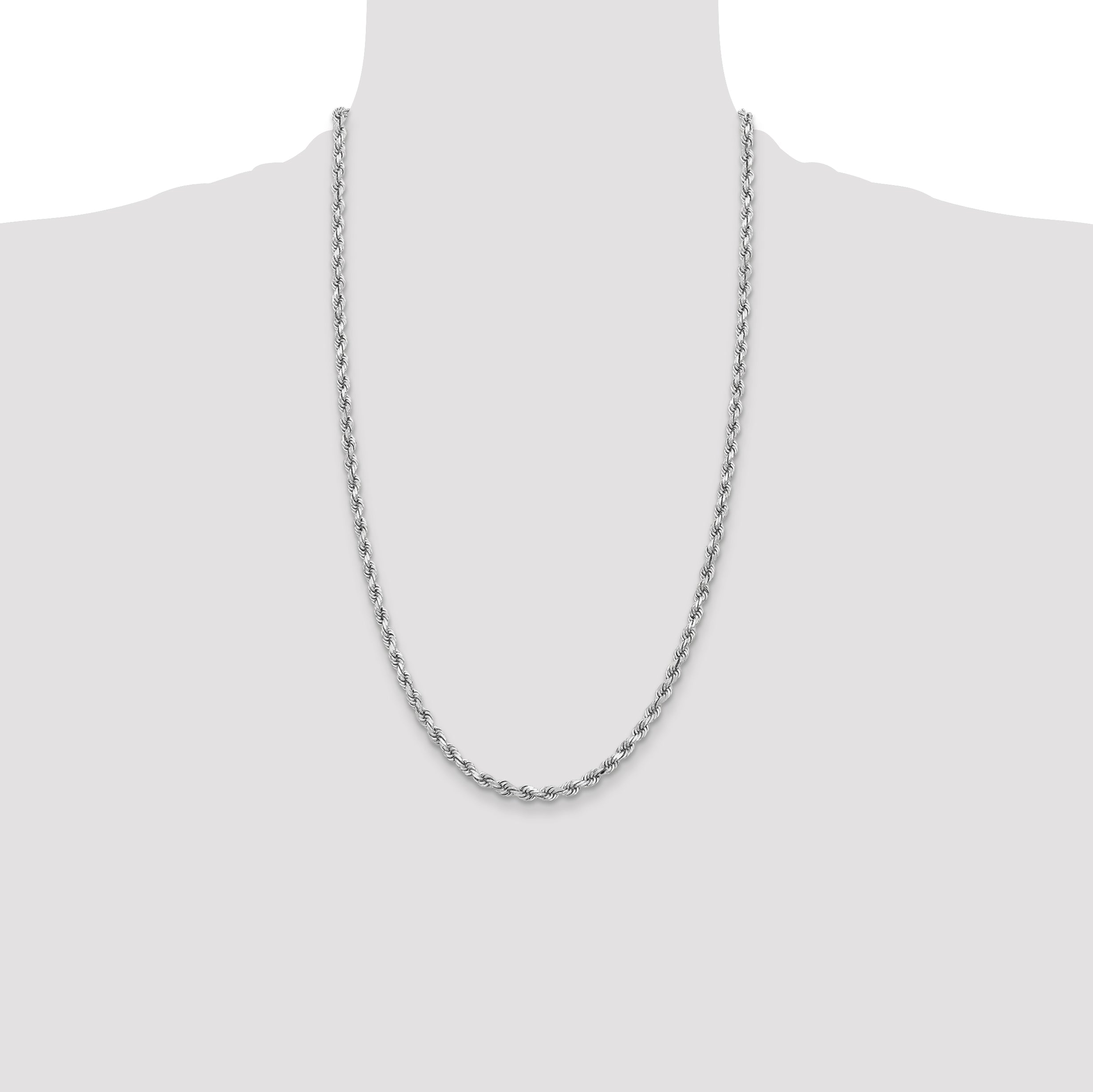 14k White Gold 3.75mm Diamond-cut Rope Chain