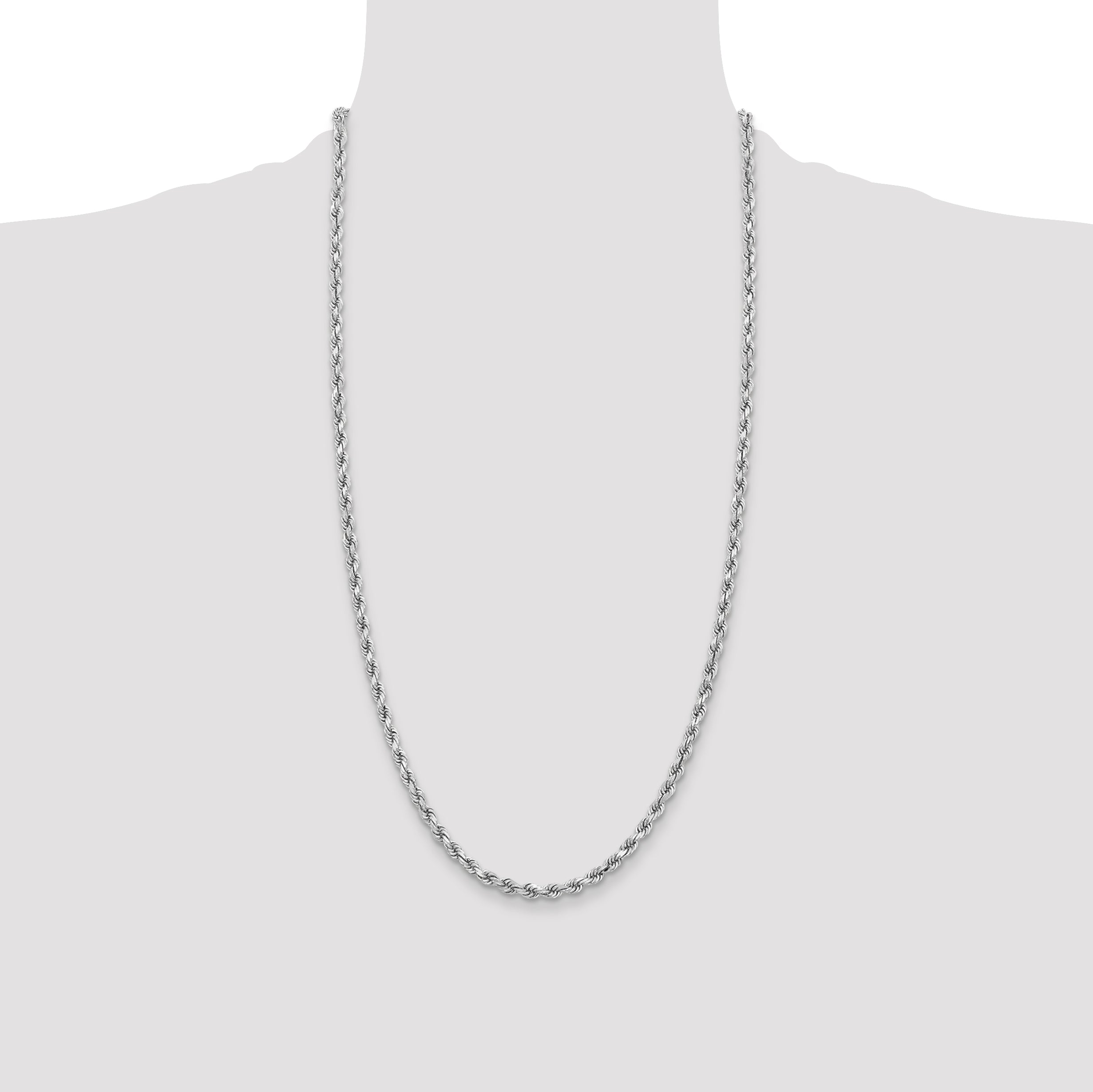 14k White Gold 3.75mm Diamond-cut Rope Chain