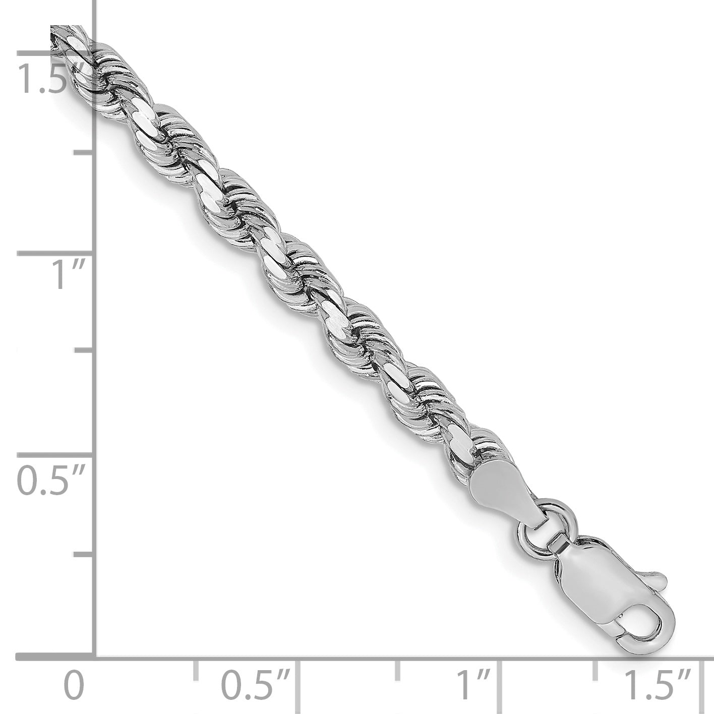 14k White Gold 3.75mm Diamond-cut Rope Chain