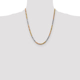 14k Tri-color 4.25mm Diamond-cut Rope Chain