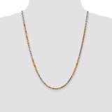 14k Tri-color 4.25mm Diamond-cut Rope Chain