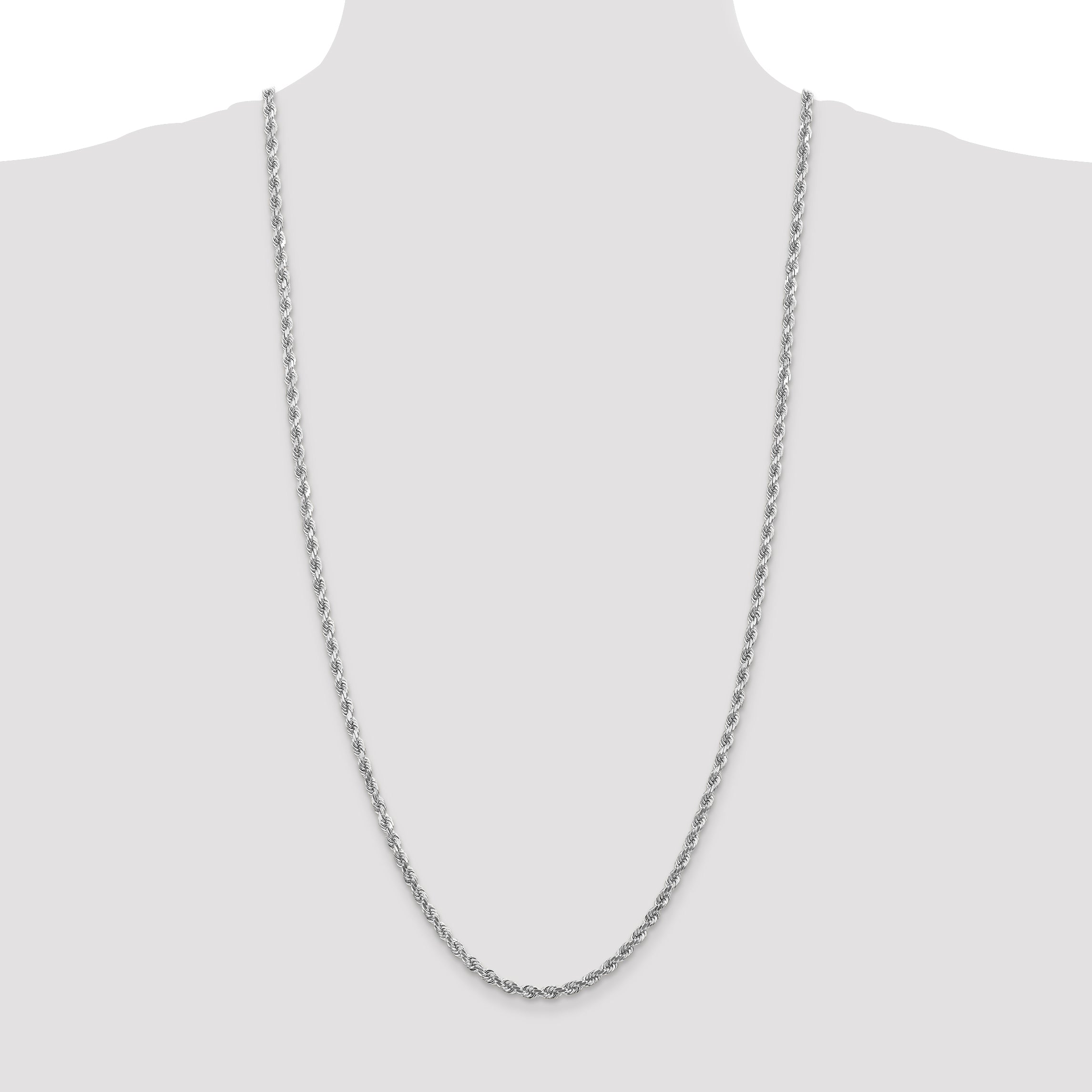 14k White Gold 4.0mm Diamond-cut Rope Chain