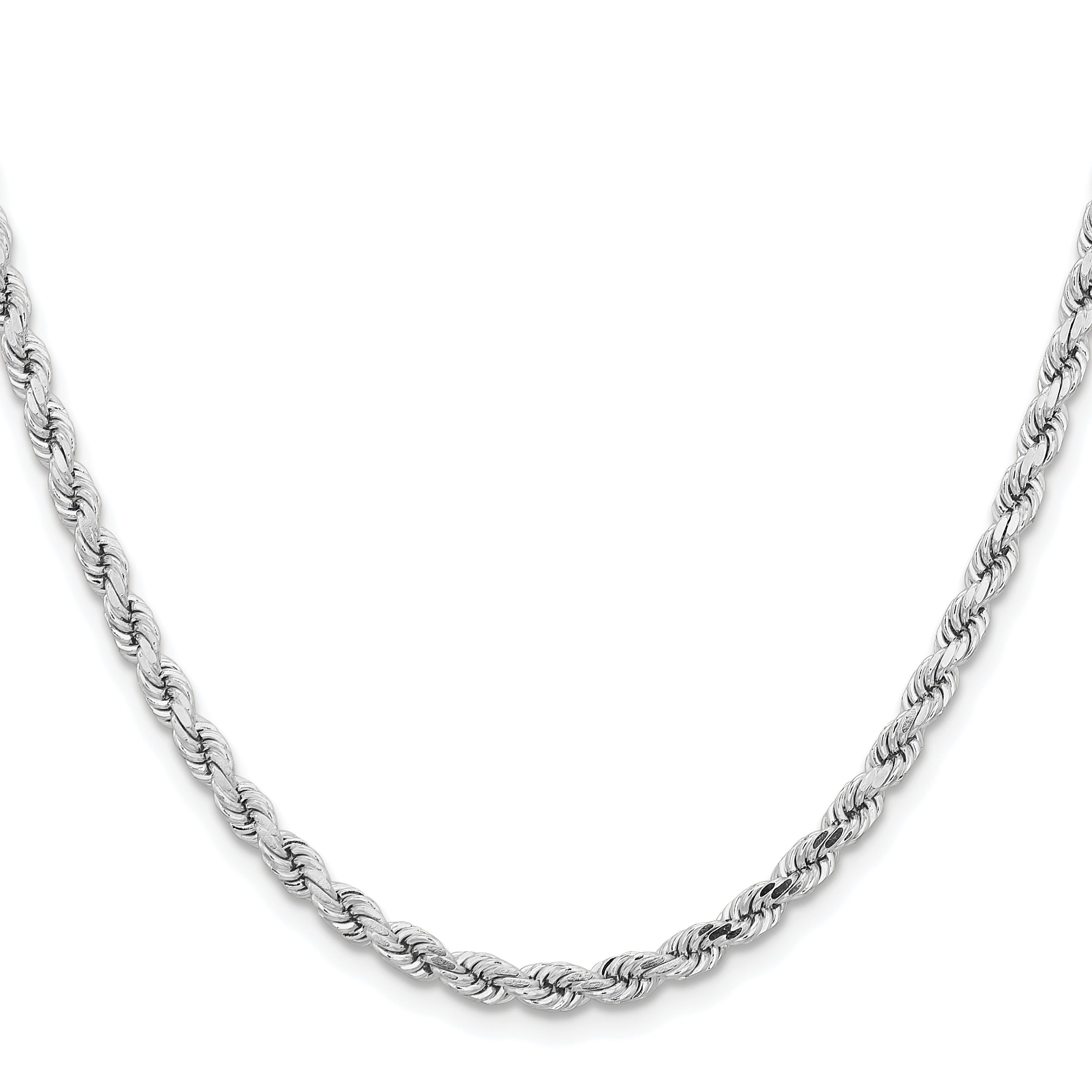 14k White Gold 4.25mm Diamond-cut Rope Chain