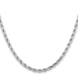 14k White Gold 4.25mm Diamond-cut Rope Chain