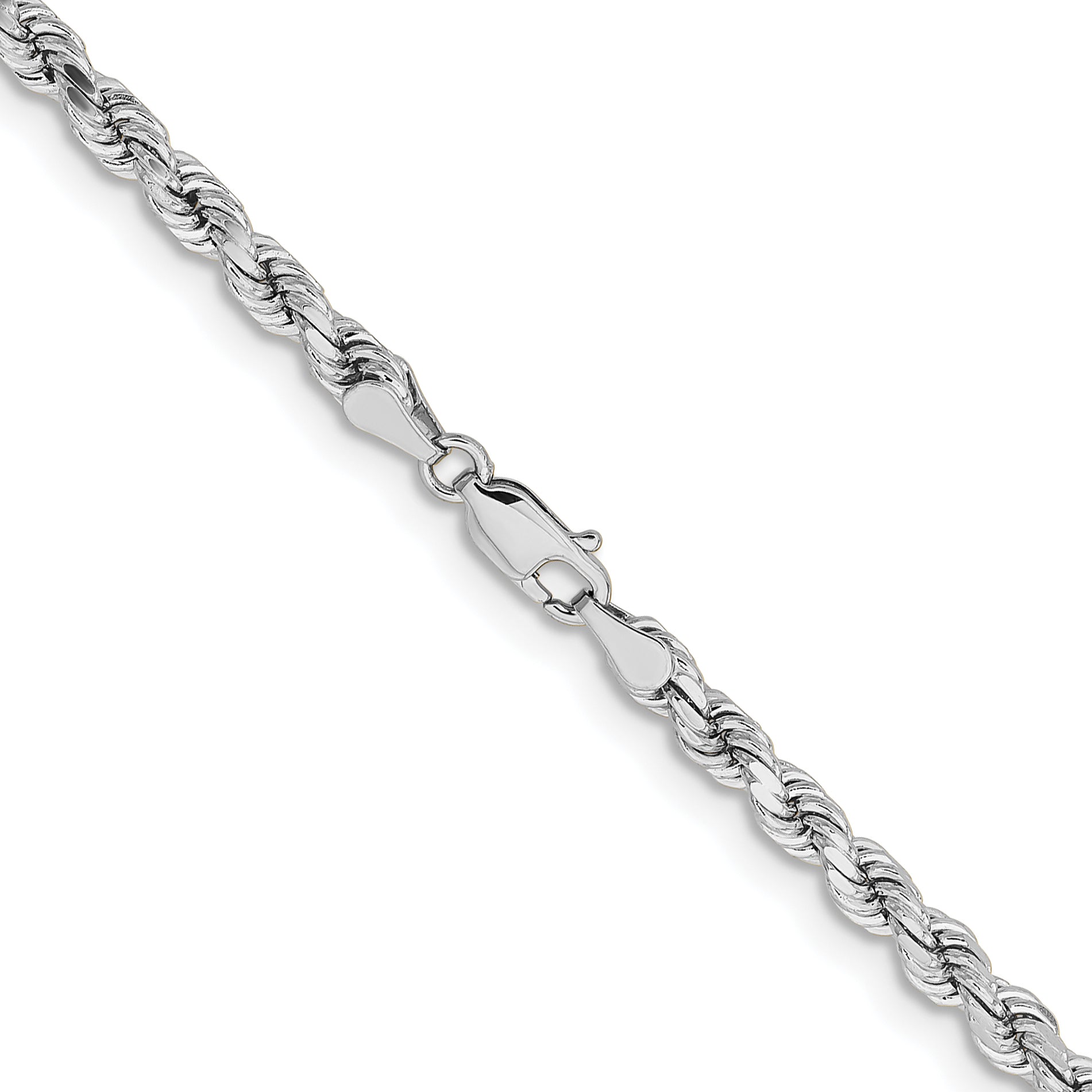 14k White Gold 4.25mm Diamond-cut Rope Chain