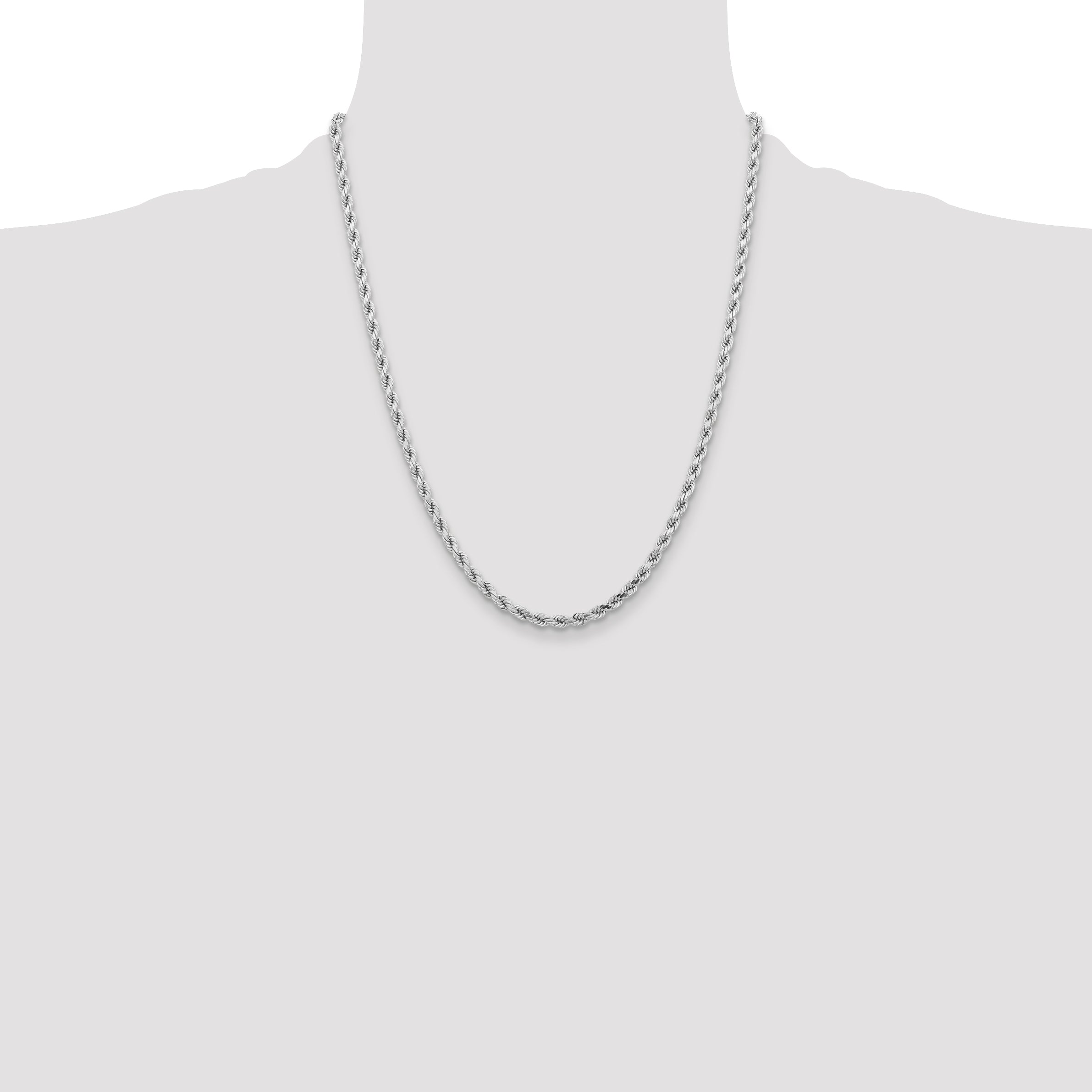 14k White Gold 4.25mm Diamond-cut Rope Chain