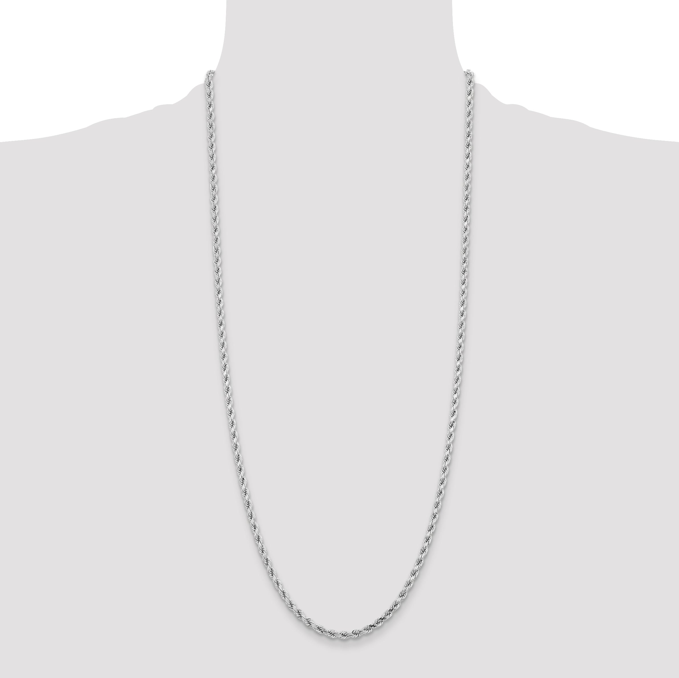 14k White Gold 4.25mm Diamond-cut Rope Chain