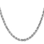 14k Whie Gold 4.5mm Diamond-cut Rope Chain