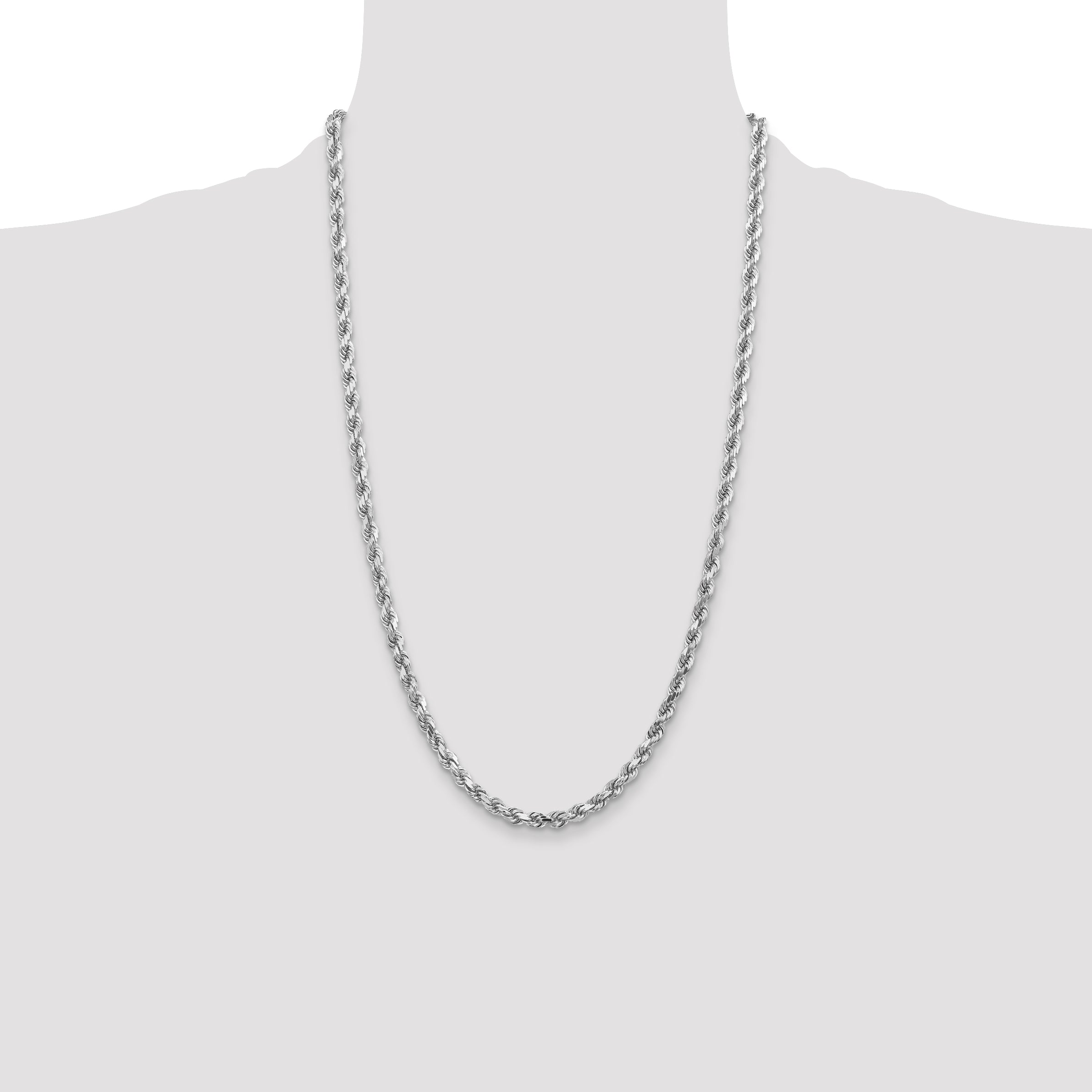 14k Whie Gold 4.5mm Diamond-cut Rope Chain