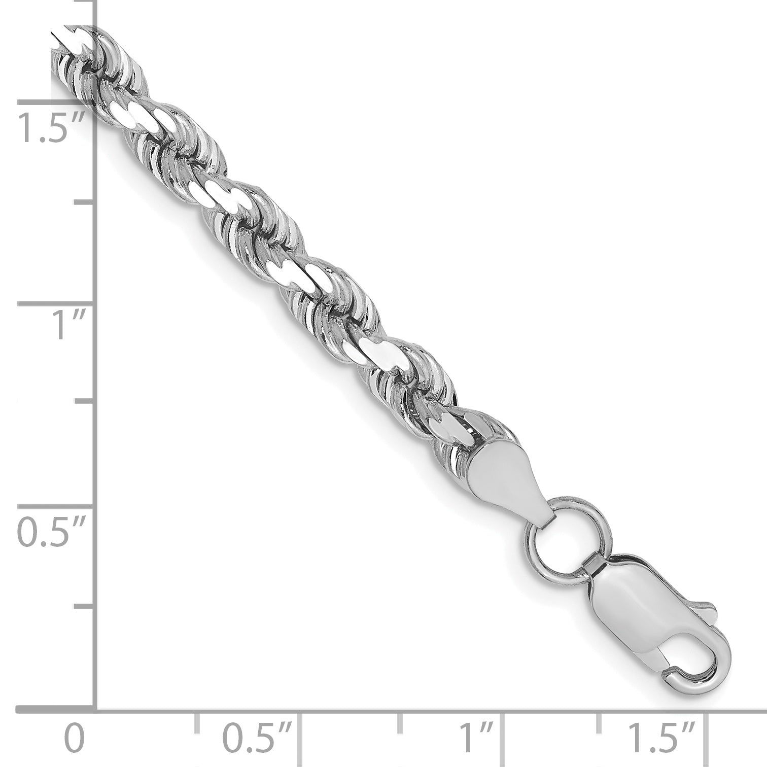 14k Whie Gold 4.5mm Diamond-cut Rope Chain