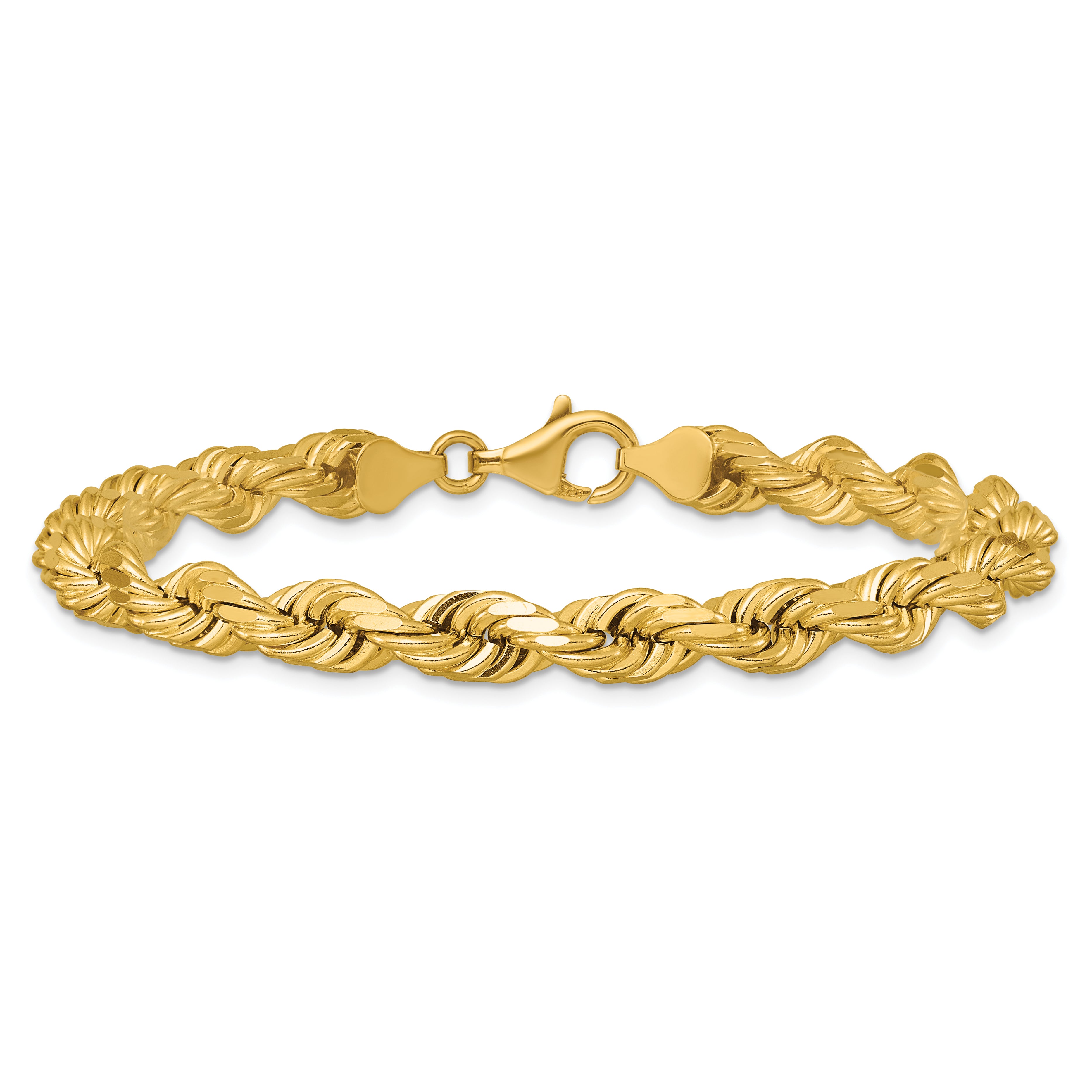 14k 6.5mm D/C Rope Fancy Lobster Clasp Chain