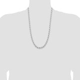 14k White Gold 6.5mm D/C Rope Fancy Lobster Clasp Chain