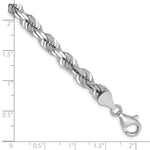 14k White Gold 6.5mm D/C Rope Fancy Lobster Clasp Chain