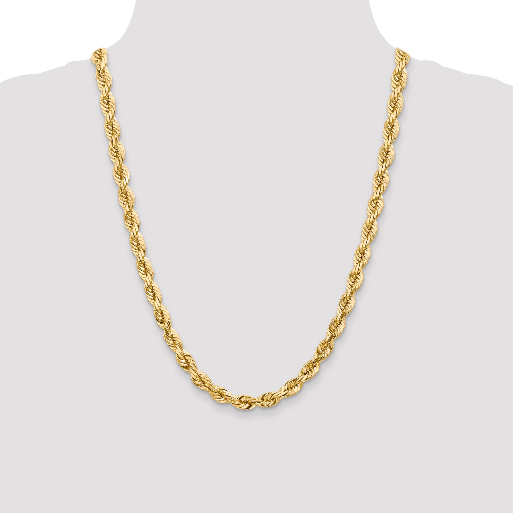 14k 7.0mm D/C Rope Fancy Lobster Clasp Chain