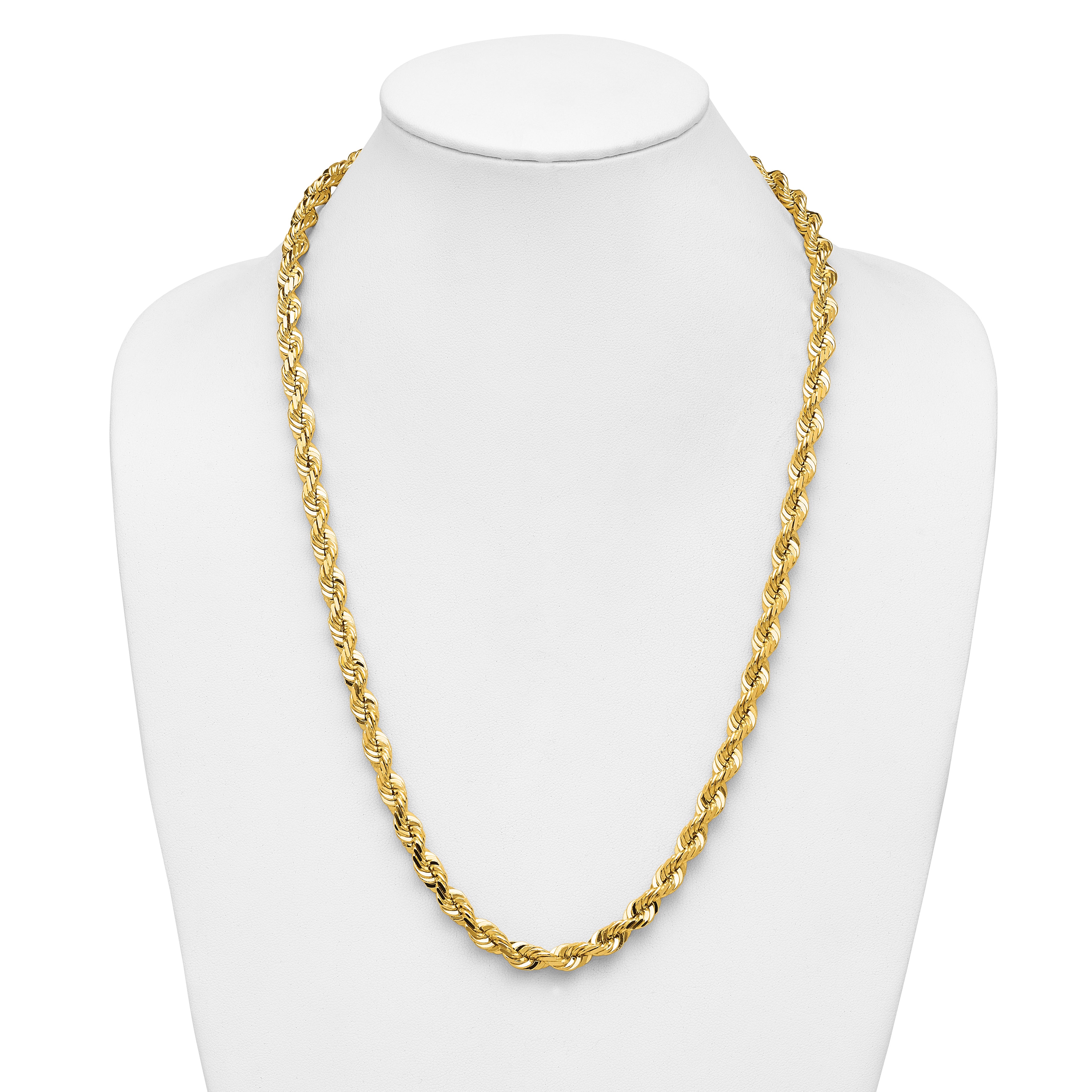 14k 7.0mm D/C Rope Fancy Lobster Clasp Chain