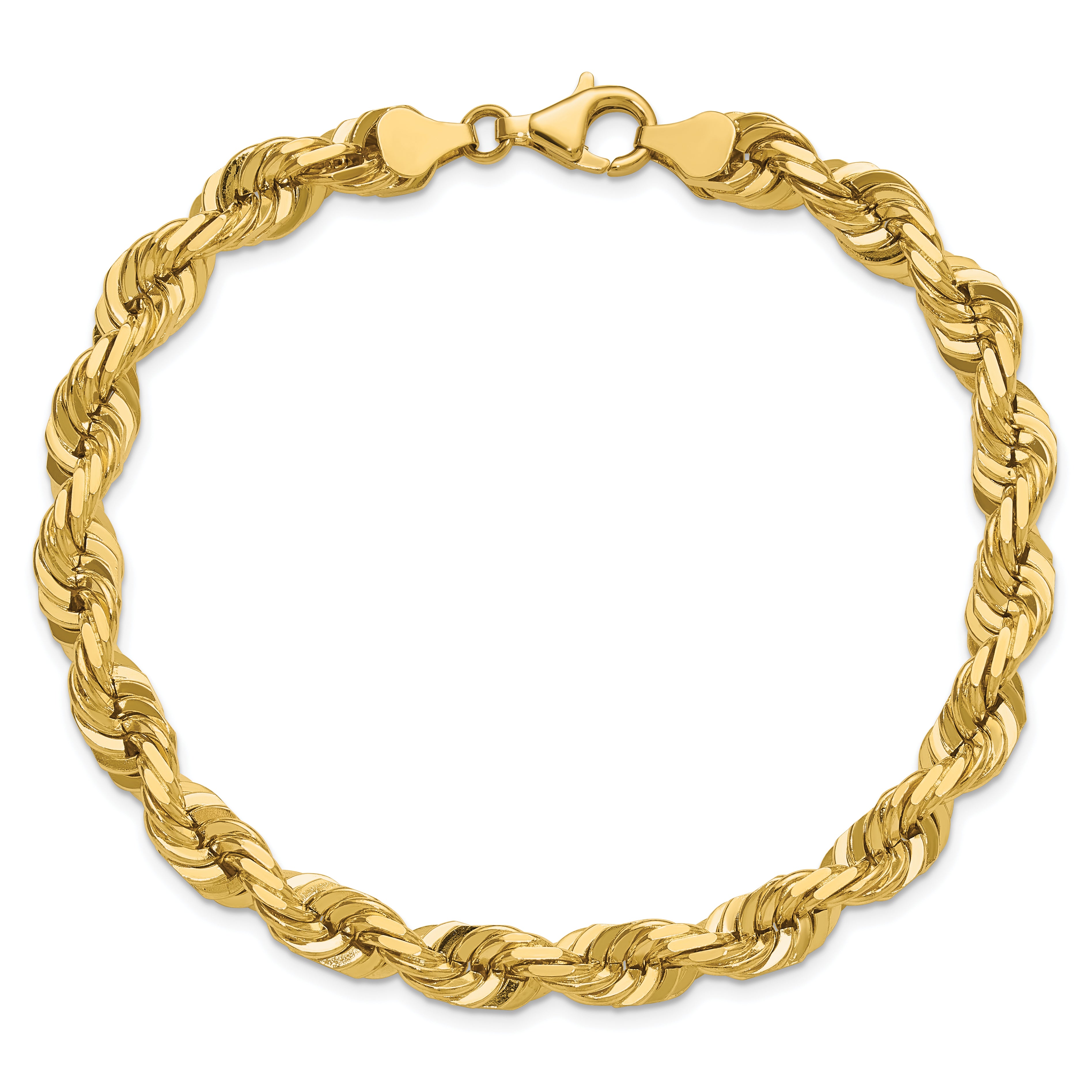 14k 7.0mm D/C Rope Fancy Lobster Clasp Chain