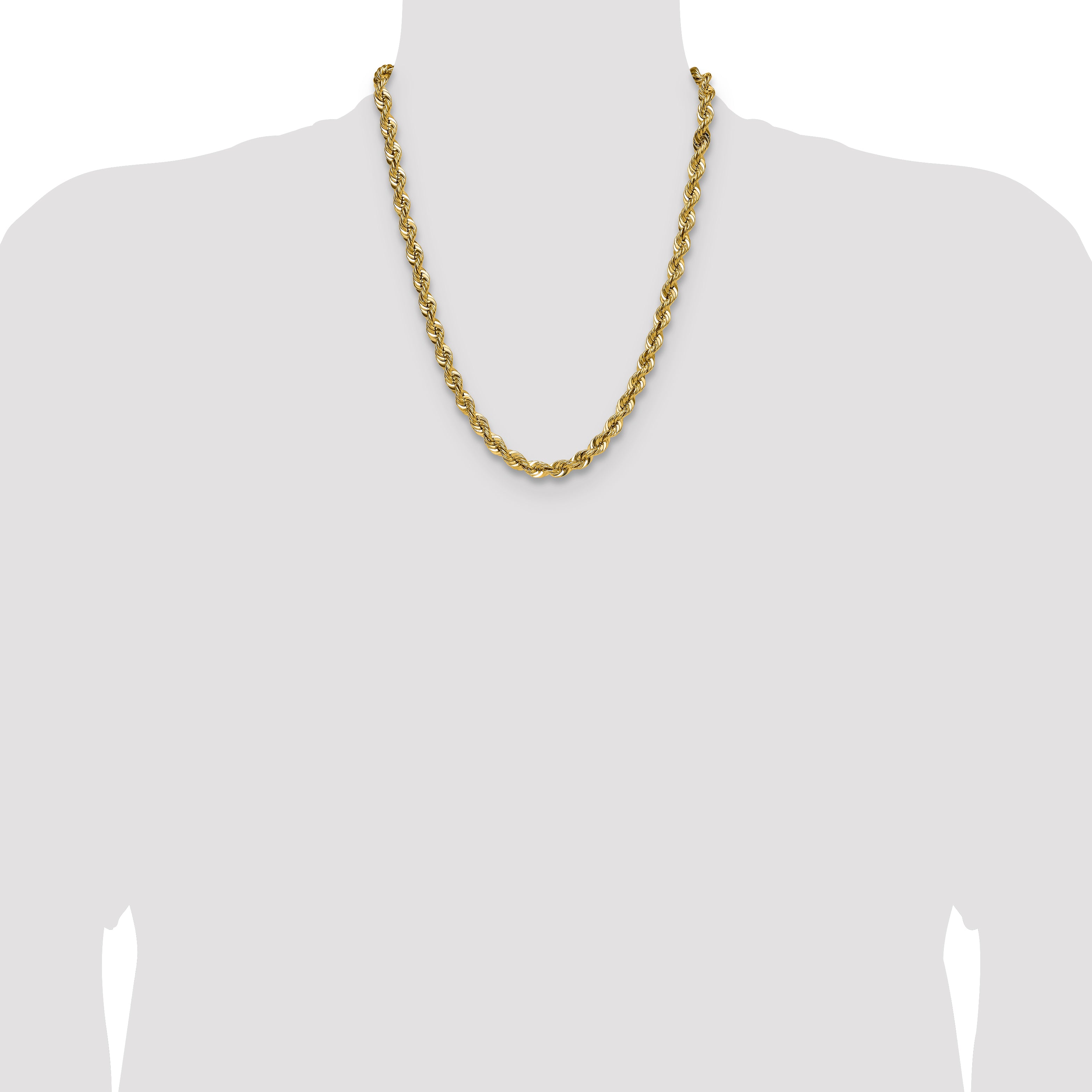 14k 7.5mm Solid Rope Chain