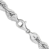 14k White Gold 7.0mm D/C Rope Fancy Lobster Clasp Chain